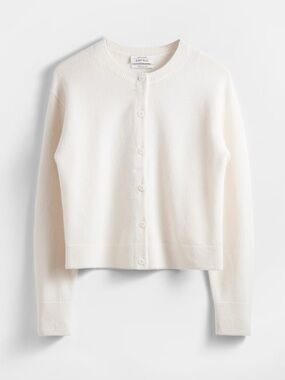 & Other Stories Cream Button-Up Cropped Cardigan